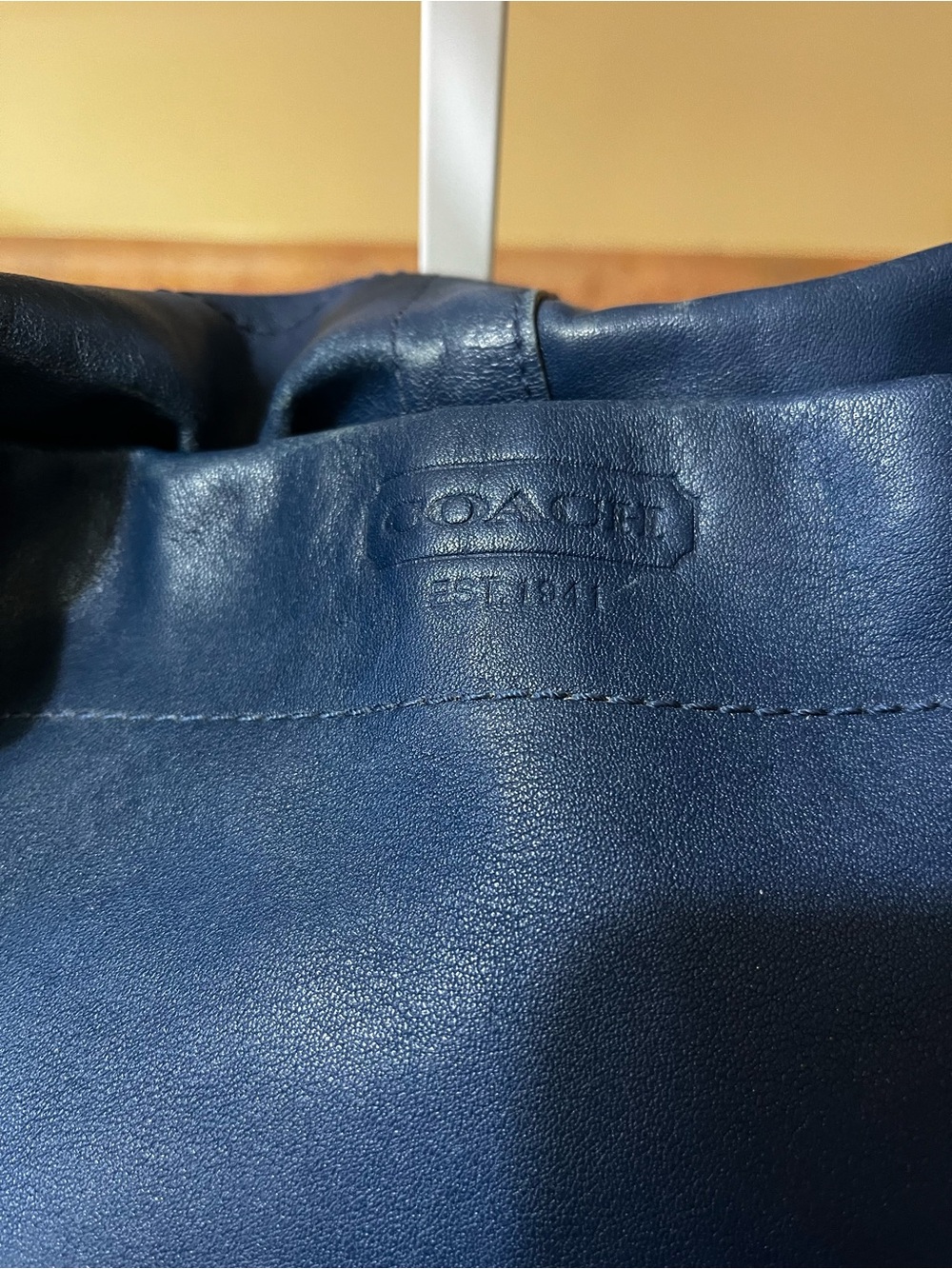 Coach Navy Leather Shoulder Hobo with Brass Hardware - Picture 2 of 14